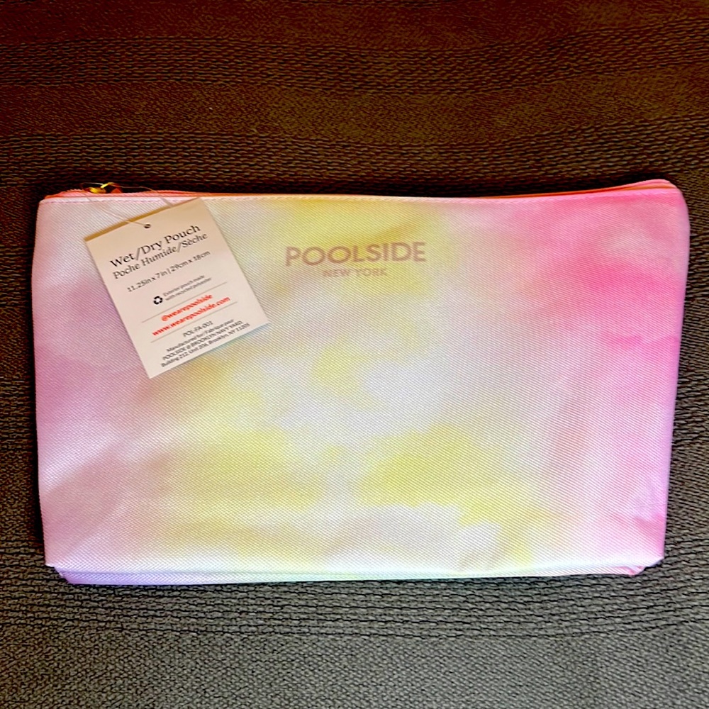 NWT- Poolside wet dry pouch multi color with wristlet strap.